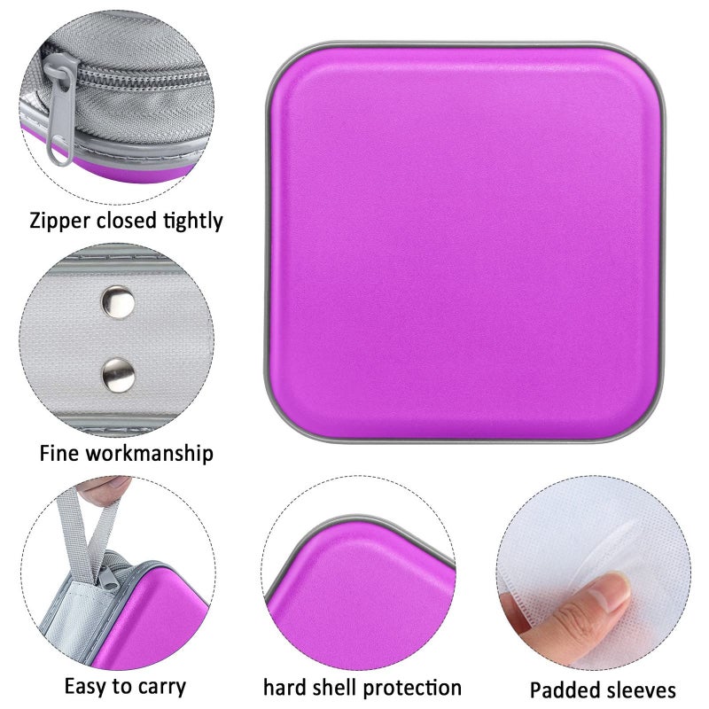 Siveit CD Case, 40 Capacity CD/DVD Case Holders Wallet Hard Plastic DVD Disc Cases Storage Binder for Car Home Office Travel (Purple) - Image 2